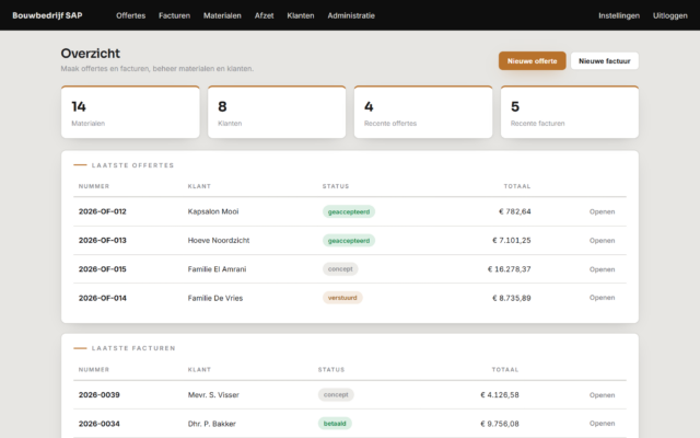 Een eigen administratiesysteem voor timmer Bouwbedrijf SAP uit Heemskerk. – Next Generation Solutions